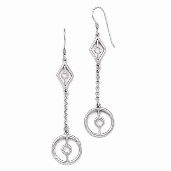 Sterling Silver Polished Finish Hook Dangle Earrings