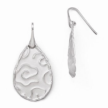 Sterling Silver Rhodium-plated Satin Finish Dangle Earrings