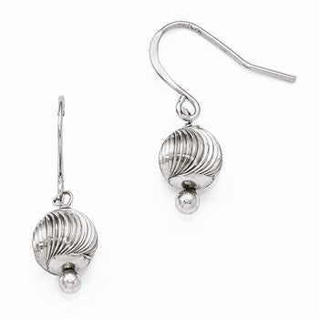 Sterling Silver Textured Bead Dangle Earrings