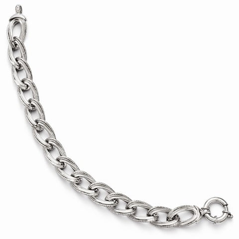 Sterling Silver Polished and Textured Link Bracelet