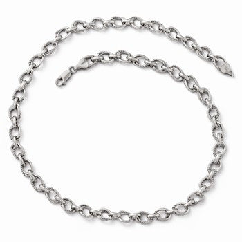 Sterling Silver Polished and Textured Link Necklace