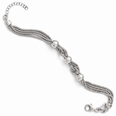 Sterling Silver Polished 4 Strand Beaded Bracelet