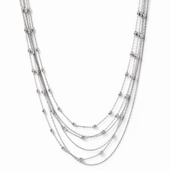 Sterling Silver Polished Six Strand Beaded Necklace