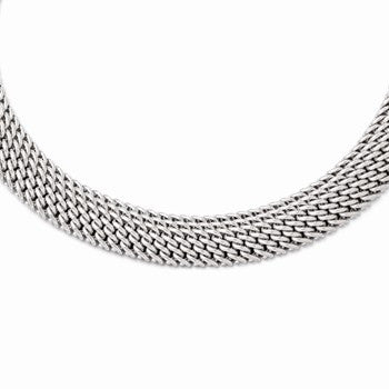 Sterling Silver Polished Mesh Link Necklace