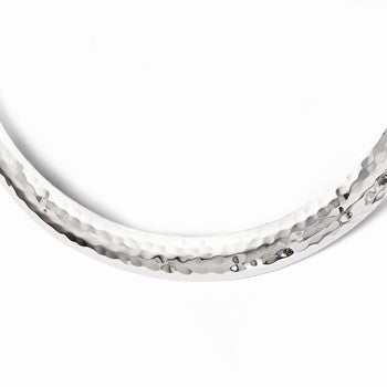 Sterling Silver Polished Hammered Slip-On Neck Collar Necklace