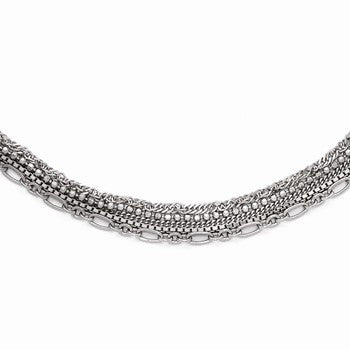 Sterling Silver Polished Five Strand Necklace