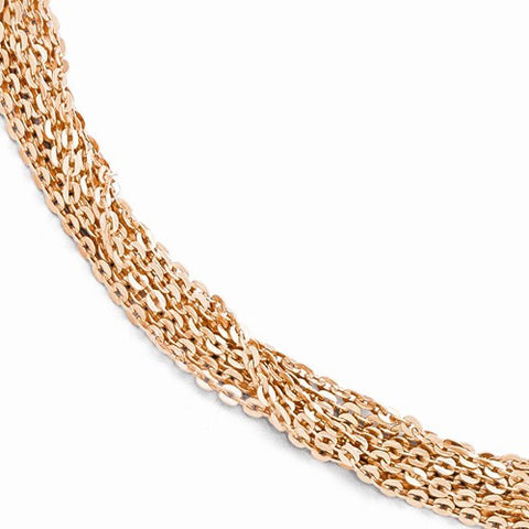 Sterling Silver Rose Gold Plated Multi Strand Bracelet