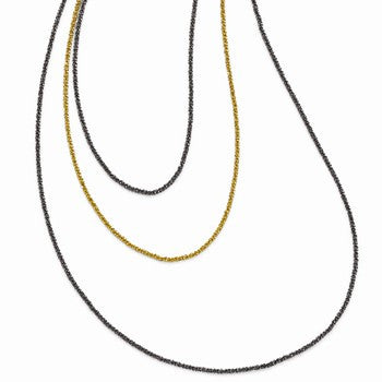 Sterling Silver Ruthenium & Gold-Plated Strand Necklace