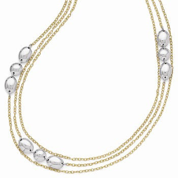 Sterling Silver Gold-Tone Flash K Plated Polished Necklace