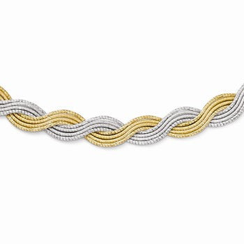 Sterling Silver Gold-Plated Diamond-Cut Twisted Necklace