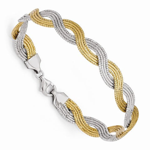 Sterling Silver Gold Plated Diamond-Cut Twisted Bracelet