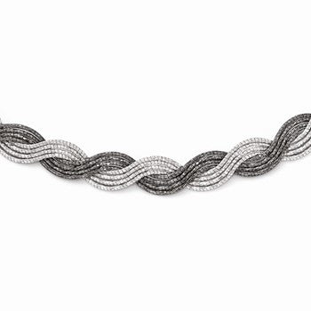 Sterling Silver Ruthenium-Plated Diamond-Cut Necklace