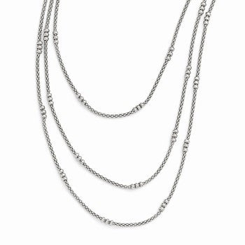 Sterling Silver Textured Three Strand Necklace