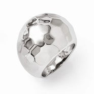 Leslies Sterling Silver Polished Hammered Domed Ring