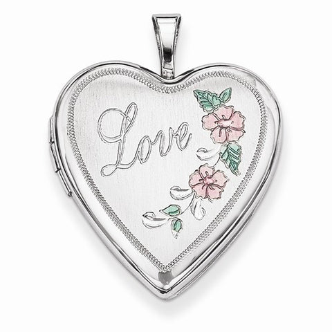 Sterling Silver 20mm D/C & Enameled Love Heart Locket