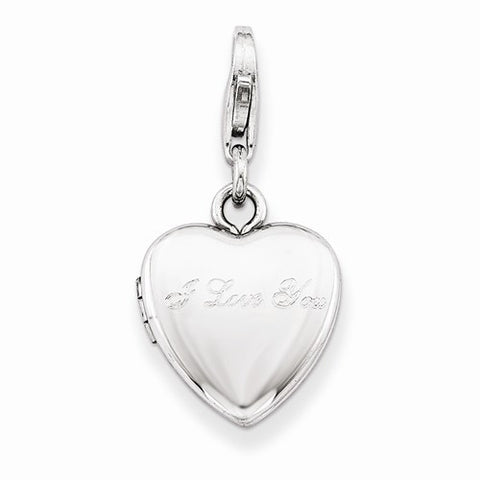 Amore La Vita Sterling Silver I Love You Lobster Clasp 12mm Heart Locket