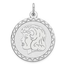 Sterling Silver Engraveable Girl Disc Charm hide-image