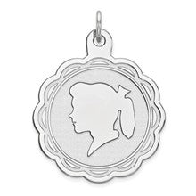 Sterling Silver Engraveable Girl Disc Charm hide-image