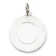 Sterling Silver Engraveable Round with Scroll Disc Charm hide-image