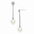 Sterling Silver 10-11mm White Shell Pearl CZ Dangle Earrings