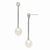 Sterling Silver 10-11mm White Shell Pearl CZ Dangle Earrings