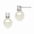 Sterling Silver 10-11mm White Shell Pearl CZ Post Earrings