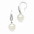 Sterling Silver 10mm White Shell Pearl CZ Dangle Earrings