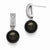 Sterling Silver 10-11mm Black Shell Pearl CZ Dangle Earrings