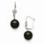 Sterling Silver 12-13mm Black Shell Pearl CZ Dangle Earrings