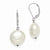 Sterling Silver 14-15mm Coin White Shell Pearl Leverback Earrings