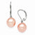 Sterling Silver 10-11mm Round Pink Shell Pearl Leverback Earrings