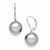 Sterling Silver 12-13mm Round Grey Shell Pearl Leverback Earrings