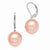 Sterling Silver 12-13mm Round Pink Shell Pearl Leverback Earrings