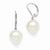 Sterling Silver 12-13mm Round White Shell Pearl Leverback Earrings