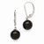 Sterling Silver 8-9mm Round Black Shell Pearl Leverback Earrings