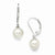 Sterling Silver 8-9mm Round White Shell Pearl Leverback Earrings