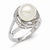 Sterling Silver Majestik 10-11mm White Shell Pearl & CZ Ring