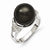 Sterling Silver Majestik 12-13mm Black Shell Pearl & CZ Ring