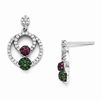 Sterling Silver Multi CZ Polished Circle Post Earrings
