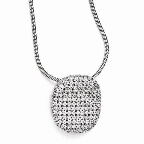 Sterling Silver & CZ Polished Pendant Necklace