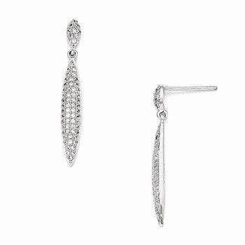 Sterling Silver CZ Rhodium Polished Post Earrings