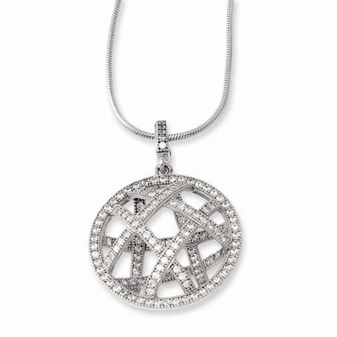 Sterling Silver & CZ Polished Pendant Necklace