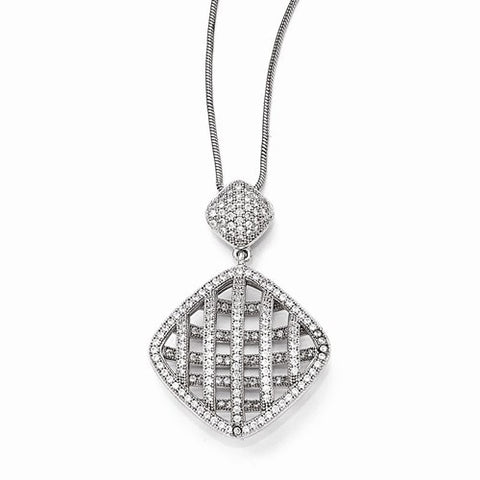 Sterling Silver & CZ Polished Pendant Necklace