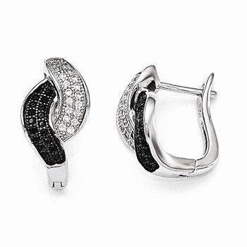 Sterling Silver Blk/White CZ Black Rhodium Earrings