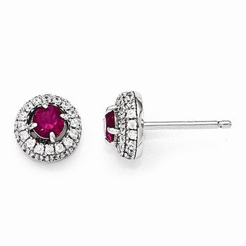 Sterling Silver CZ Circle Post Earrings