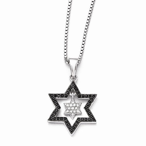 Sterling Silver & CZ Star Pendant Necklace