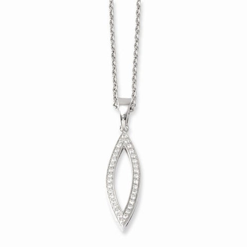 Sterling Silver & CZ Polished Fancy Pendant Necklace