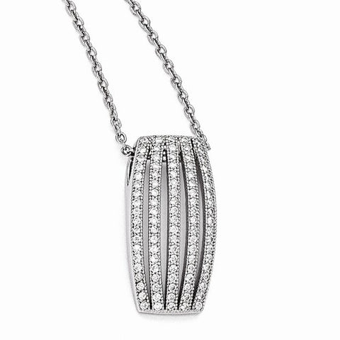 Sterling Silver & CZ Polished Fancy Pendant Necklace