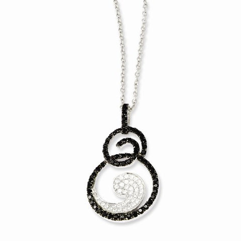 Sterling Silver White & Black CZ Pendant Necklace