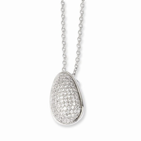 Sterling Silver & CZ Polished Pendant Necklace